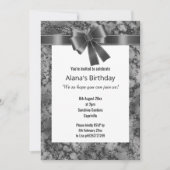 ELEGANT MARBLE GLITTER BLACK BOW WHITE KAART (Voorkant)