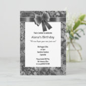 ELEGANT MARBLE GLITTER BLACK BOW WHITE KAART (Staand voorkant)