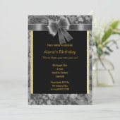 ELEGANT MARBLE GLITTER GOLD BLACK BOW KAART (Staand voorkant)
