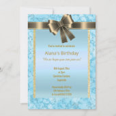 ELEGANT MARBLE GLITTER GOLD BLUE BOW KAART (Voorkant)