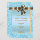 ELEGANT MARBLE GLITTER GOLD BLUE BOW KAART (Voorkant / Achterkant)