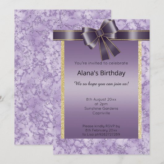 ELEGANT MARBLE GLITTER GOLD PAARS BOW KAART (Voorkant / Achterkant)