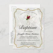 Elegant Marble Gold Baby Baptism Briefkaart Invite (Voorkant / Achterkant)