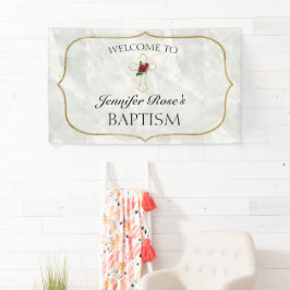 Elegant Marble Gold Baby Baptisme Welkom Spandoek