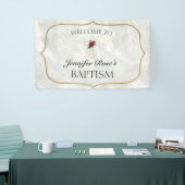 Elegant Marble Gold Baby Baptisme Welkom Spandoek (Beurs)