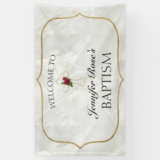 Elegant Marble Gold Baby Baptisme Welkom Spandoek (Verticaal)