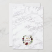 Elegant Marble Gold Marsala Navy Blue Floral Bloom Kaart (Achterkant)