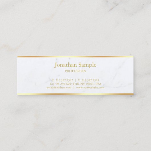 Elegant Marble Gold Name Sjabloon Modern Trendy Mini Visitekaartje (Achterkant)