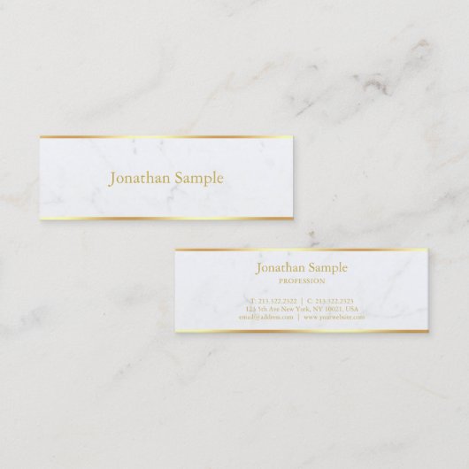 Elegant Marble Gold Name Sjabloon Modern Trendy Mini Visitekaartje (Voorkant / Achterkant)