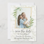 Elegant Marble Gold Photo Wedding Save the Date (Voorkant)