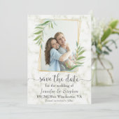 Elegant Marble Gold Photo Wedding Save the Date (Staand voorkant)