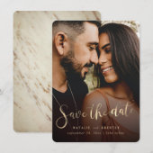 Elegant marble Gold Script & Full Bleed Photo Save The Date (Voorkant / Achterkant)