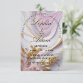 Elegant Marble & Gold Wedding Invitation Kaart (Staand voorkant)