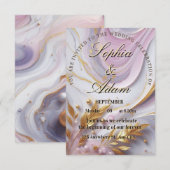 Elegant Marble & Gold Wedding Invitation Kaart (Voorkant / Achterkant)