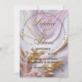 Elegant Marble & Gold Wedding Invitation Save The Date (Voorkant)