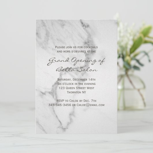 Elegant Marble Grand Opening Uitnodiging (Staand voorkant)