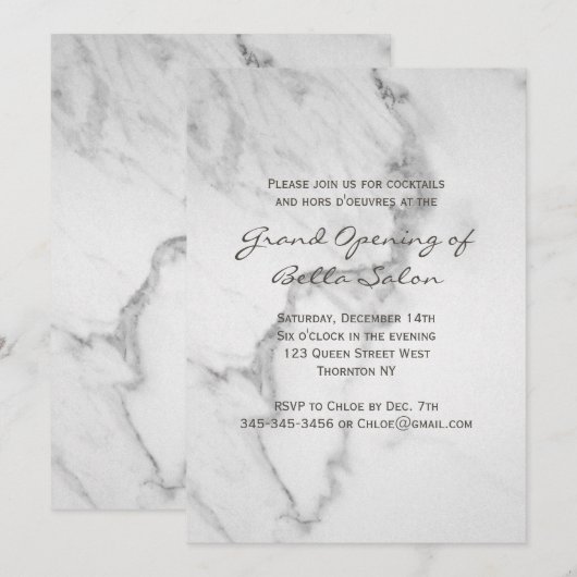 Elegant Marble Grand Opening Uitnodiging (Voorkant / Achterkant)