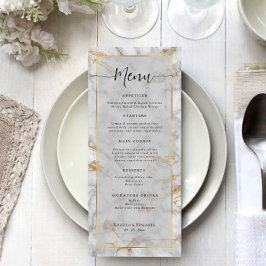 Elegant Marble Gray and Gold Simple Wedding Menu