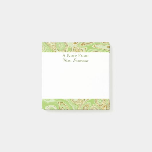 Elegant Marble Green Gold Personalized Sticky Note (Voorkant)