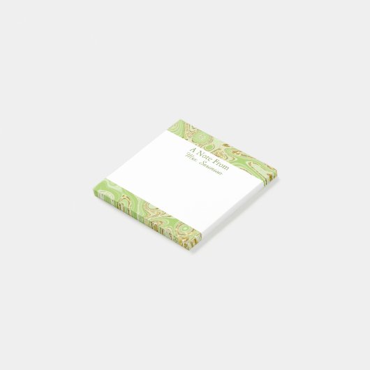Elegant Marble Green Gold Personalized Sticky Note (Schuin)