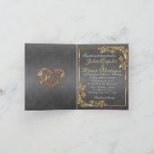 Elegant Marble, Grey, Gold Frame, Gold Heart Aankondiging (Binnen)