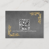 Elegant Marble, Grey, Gold Frame, Gold Heart Informatiekaartje (Achterkant)