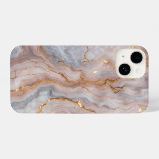 Elegant Marble iPhone14 Case with Gold Veins iPhone Hoesje (Achterkant horizontaal)