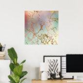 Elegant Marble | Kopersage Mint Green Roos Gold Poster (Thuiskantoor)