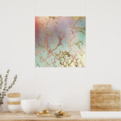 Elegant Marble | Kopersage Mint Green Roos Gold Poster (Keuken)