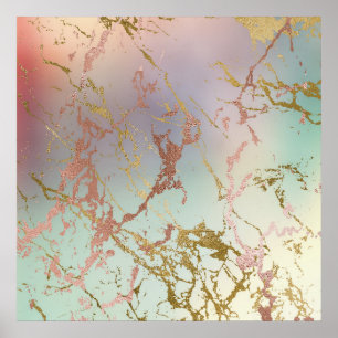 Elegant Marble   Kopersage Mint Green Roos Gold Poster