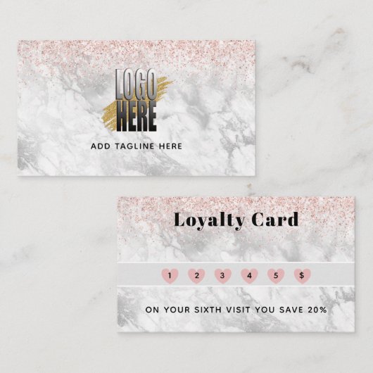 Elegant Marble Loyalty Card l Logo Salon Stylist (Voorkant / Achterkant)