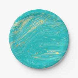 Elegant Marble luxe Gold Blue-ontwerp Papieren Bordje