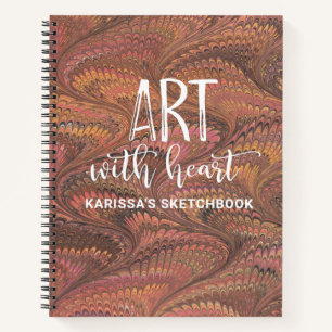 Elegant Marble Monogram Artist Sketchbook Notitieboek