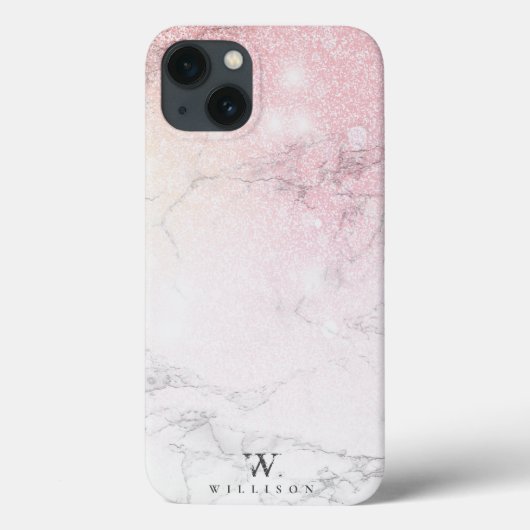 Elegant Marble monogram Glitter Case-Mate iPhone Case (Achterkant)