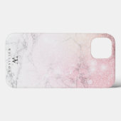 Elegant Marble monogram Glitter Case-Mate iPhone Case (Achterkant (horizontaal))