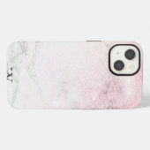 Elegant Marble monogram Glitter iPhone Hoesje (Achterkant horizontaal)