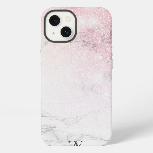 Elegant Marble monogram Glitter iPhone Hoesje (Achterkant)