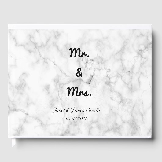 Elegant Marble Mr. & Mrs. Script Wedding Guest Boo Gastenboek (Voorkant)
