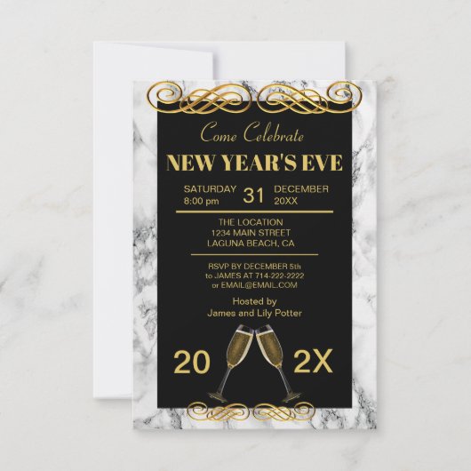 Elegant Marble Nieuwjaar Party (Voorkant)
