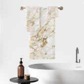 Elegant Marble Pattern Gold White Bad Handdoek