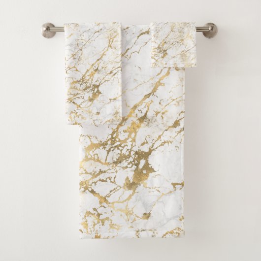 Elegant Marble Pattern Gold White Bad Handdoek (Insitu)