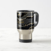 Elegant Marble Personalized Travel Mug | Roestvrij Reisbeker (Voorkant rechts)