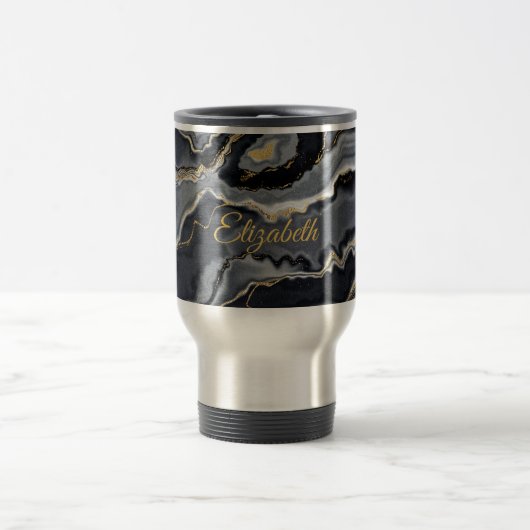 Elegant Marble Personalized Travel Mug | Roestvrij Reisbeker (Center)