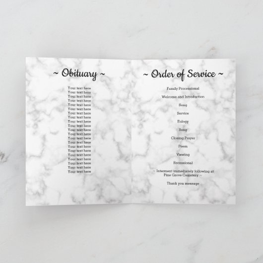 Elegant Marble Photo Collage Memorial Funeral Programma (Binnen)