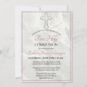 Elegant Marble Pink Girls eerste Heilige Communie  Kaart (Voorkant)