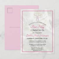 Elegant Marble Pink Girls Eerste Heilige Communie