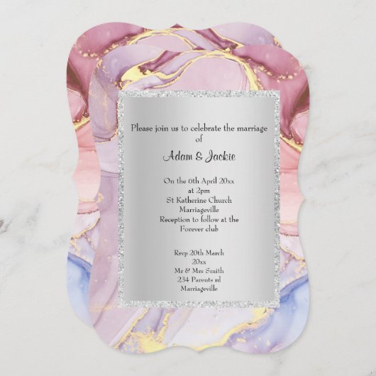 ELEGANT MARBLE PINK PAARS ABSTRACT WEDING KAART (Voorkant / Achterkant)
