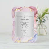 ELEGANT MARBLE PINK PAARS ABSTRACT WEDING KAART (Staand voorkant)
