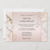Elegant Marble Roos Gold Floral Wedding Invitation Kaart (Voorkant)