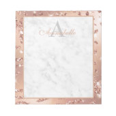 Elegant Marble Roos Gold Foil Script Monogram Notitieblok (Voorkant)